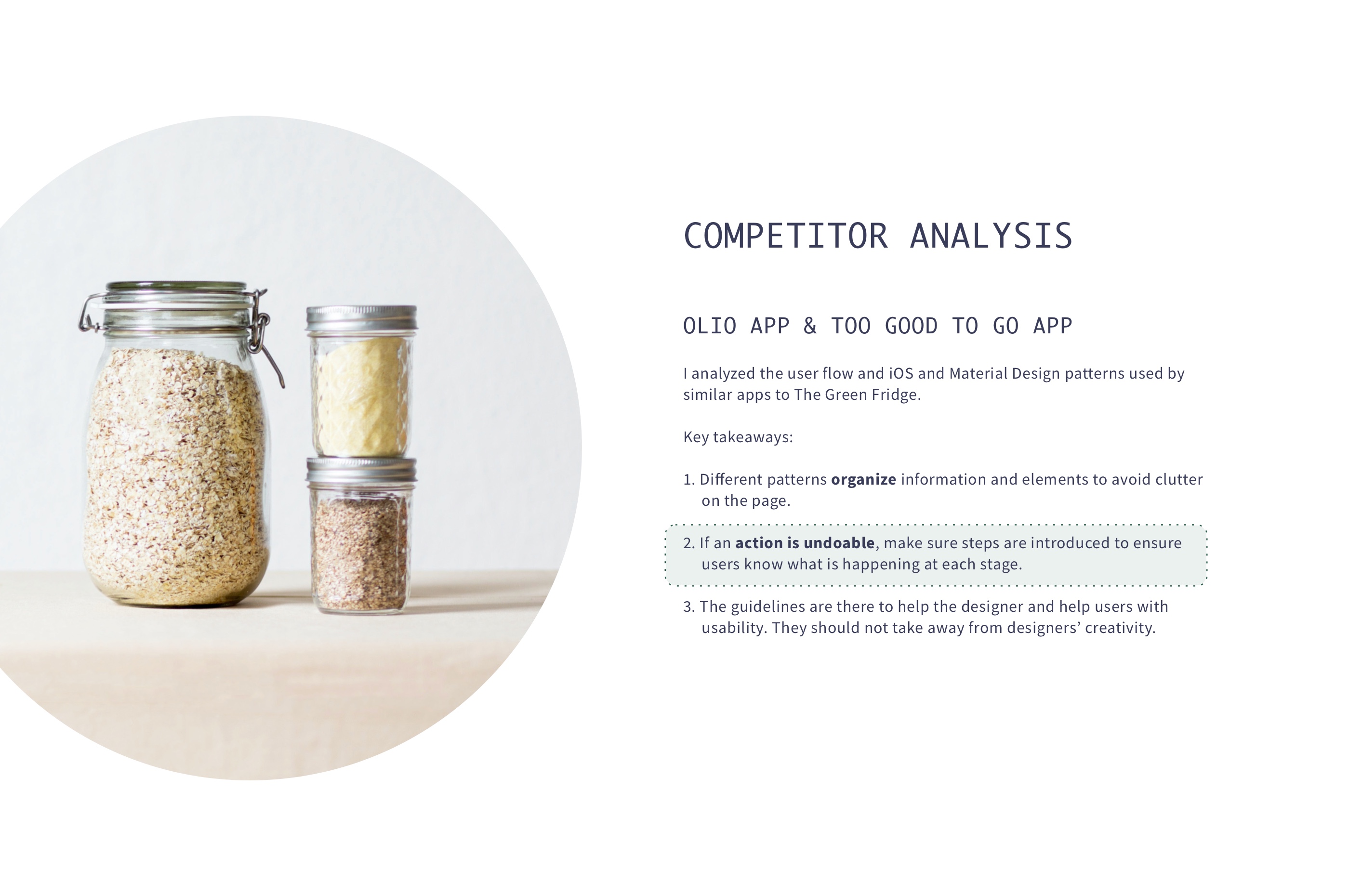 Competitor analysis of Olio app and Too Good To Go App.